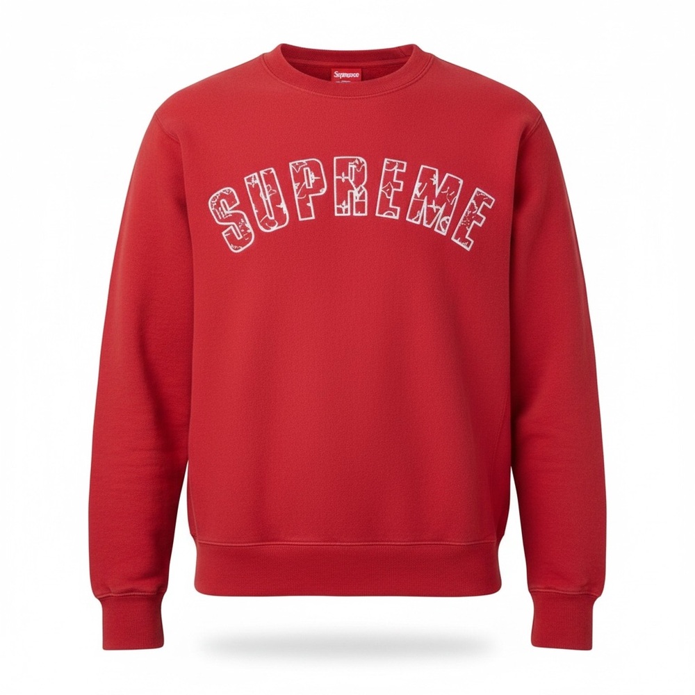 Louis Vuitton Collaboration with Supreme Red Crewneck White Arched Logo